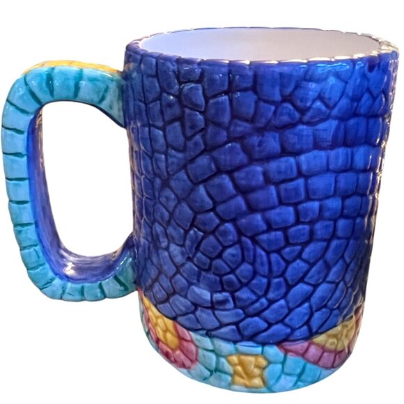 HTF Pair of Collectible Vtg 1994 CLAY ART Mosaic Fish Mugs Hand-Painted Ceramic - Picture 5 of 16